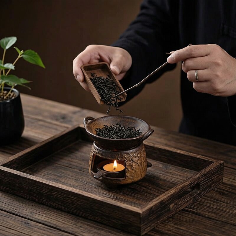 粗陶桌面小火炉蜡烛加热茶香炉