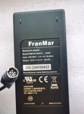 FranMar电源适配器19V6.31A 120W四针FDM130-S24M-4充电器供电