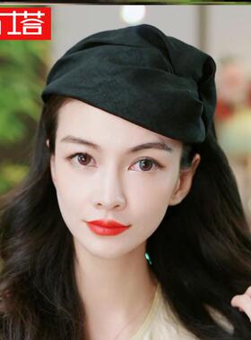 Ptah/布塔香云纱头箍复古法式半帽小帽子发箍细发卡黑晚宴发饰女