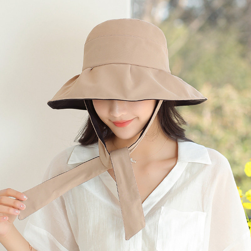 布塔防晒渔夫帽女夏季百搭大帽檐遮脸太阳帽防紫外线帽子遮阳帽潮