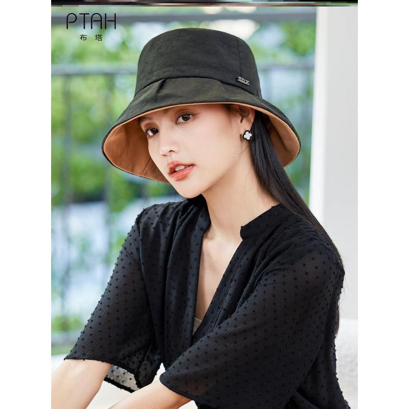 布塔夏天香云纱帽子女重磅桑蚕丝遮阳帽妈妈渔夫帽气质防晒太阳帽
