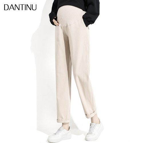 孕妇裤子秋季外穿萝卜裤大码八分九分小个子春秋薄款老爹哈伦长裤