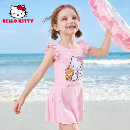 HelloKitty女童防晒连体裙式泳衣