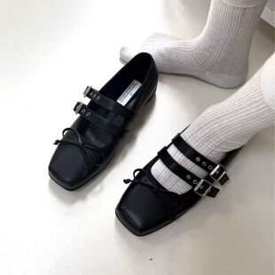 小池在首尔25年秋季新款复古芭蕾舞鞋软底浅口小皮鞋玛丽珍单鞋女