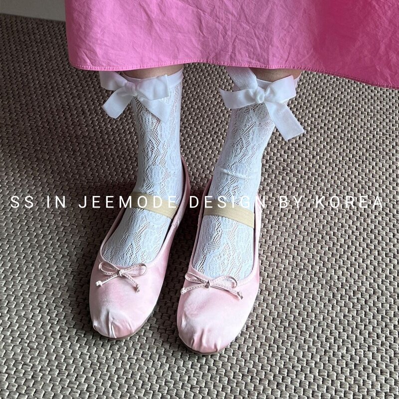 小池在首尔25年春季舒适平底缎面芭蕾舞鞋圆头浅口复古玛丽珍鞋女