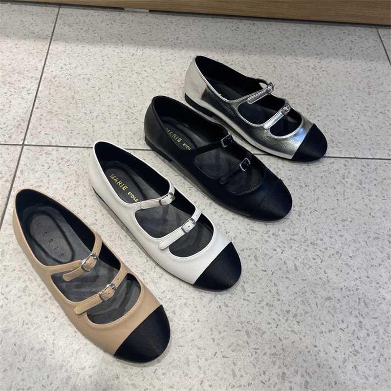 小池夏季拼色浅口平底单鞋