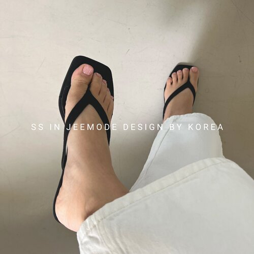 韩版方头浅口平底人字拖女夏