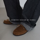 小单鞋 小池在首尔秋冬新款 小众复古英伦风系带翻毛皮百搭牛津鞋 女