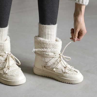 雪地靴冬季保暖交叉绑带女鞋
