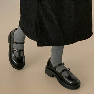 女 圆头粗跟防滑皮带扣浅口玛丽珍学院单鞋 小池在首尔24年秋季 新款