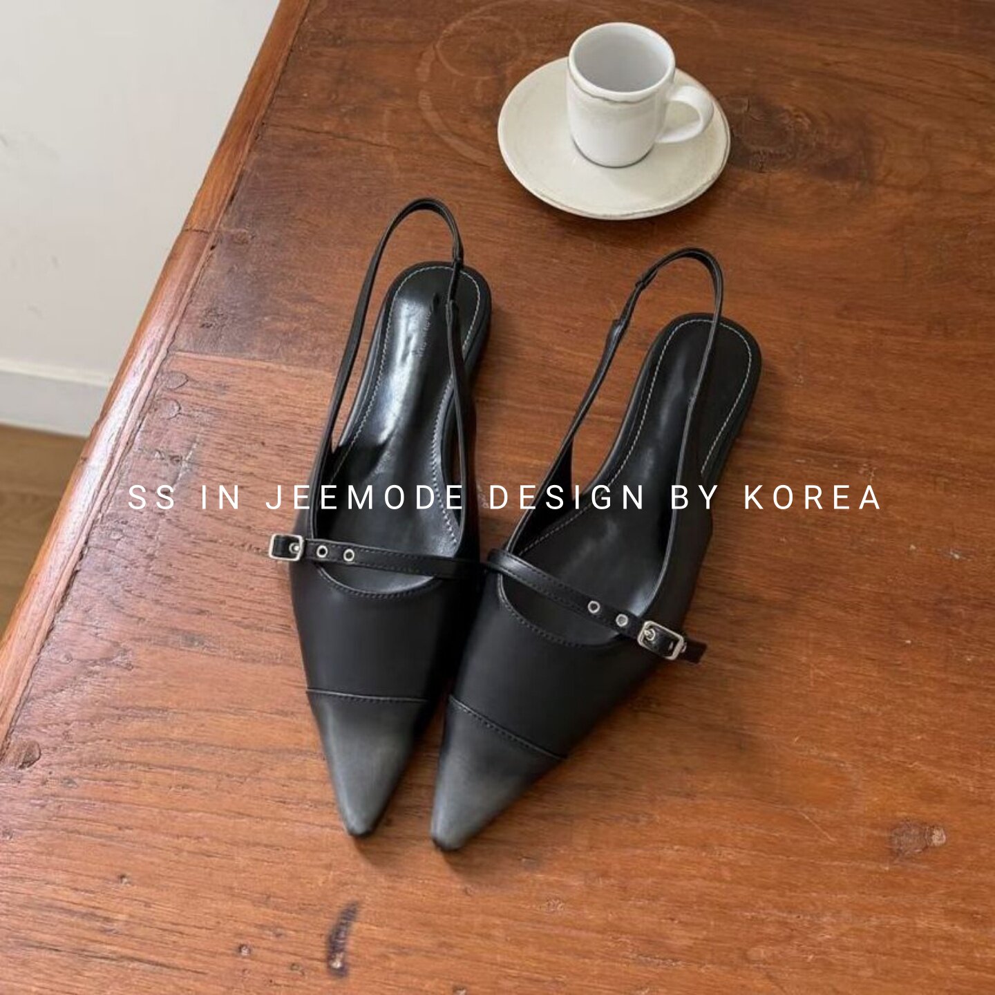 小池在首尔26年早春新款法式尖头后绊带凉鞋平底百搭气质小众单鞋