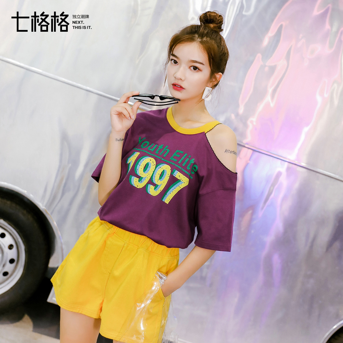有赠品七格格女短袖2019新款潮夏装t恤