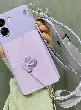 适用oppo A6c软胶零钱包手机壳oppoA6c卡包挂脖绳背斜挎PMC1100套A6k软新A6s背带A6i+挂绳A6x新款零钱包软