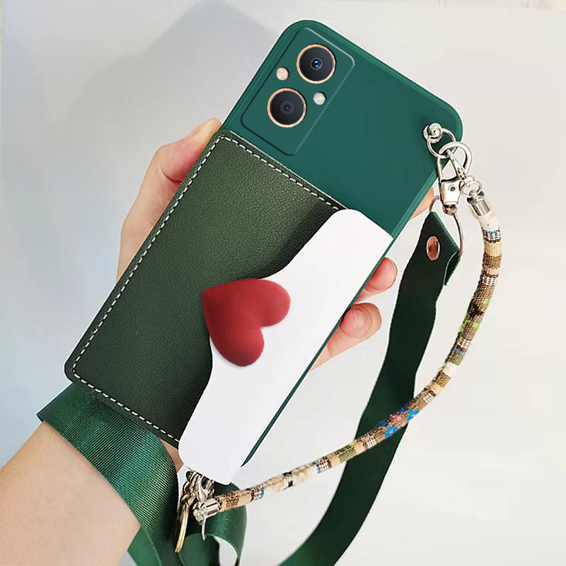 适用OPPOA96手机壳OPPO软A96背斜挎零钱卡包挂脖绳PFUM10套PHA120保护套软外壳潮软壳挂绳保护外壳男女款学生