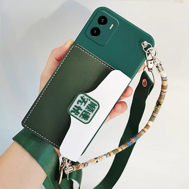适用vivoy32t手机壳斜挎背带式y32t零钱卡包保护套V2168 A挂脖绳外壳软斜挎背挂绳女款挂脖绳零钱卡包 插卡