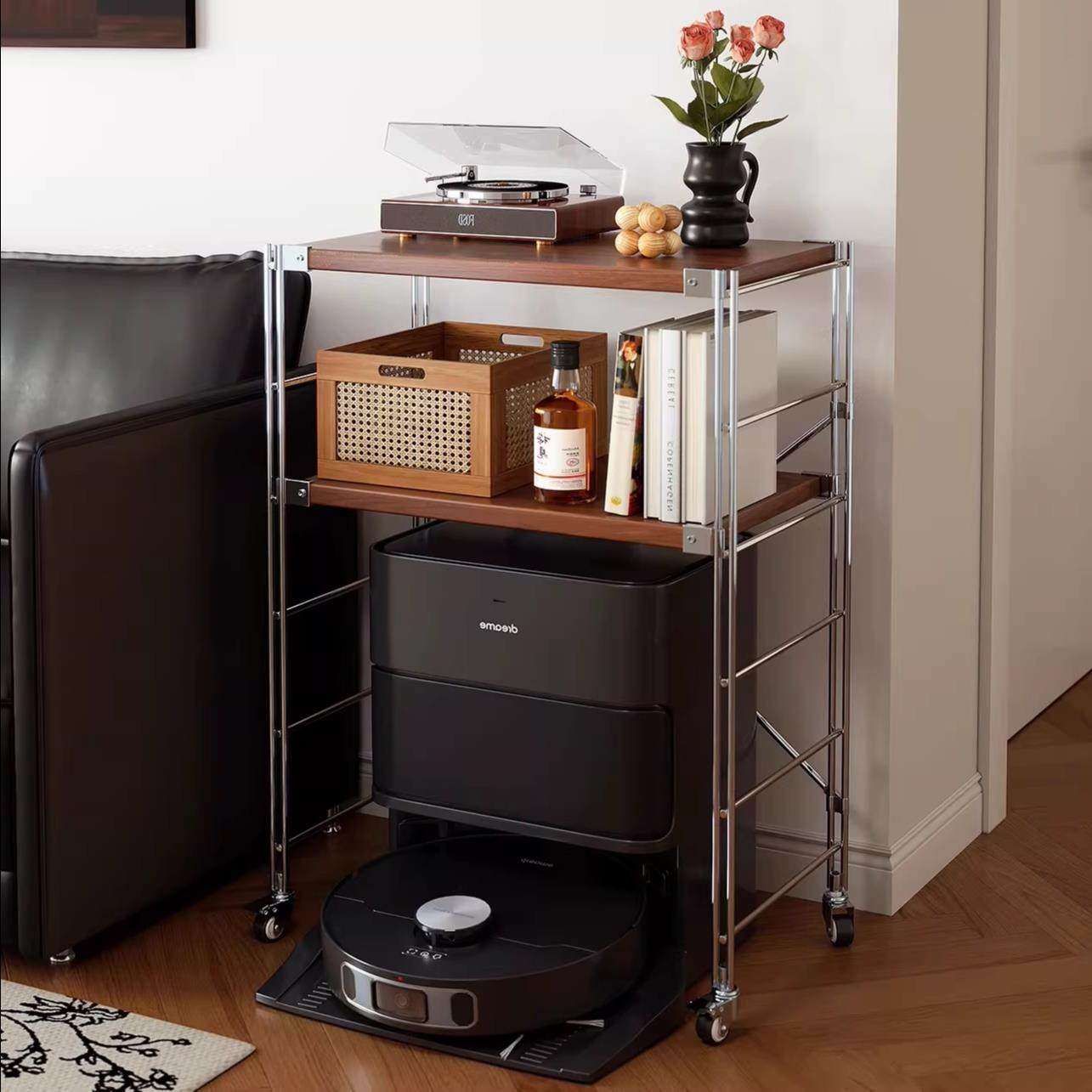 中古置物架落地下空式沙发边储物柜可移动扫地机器人上方收纳架子