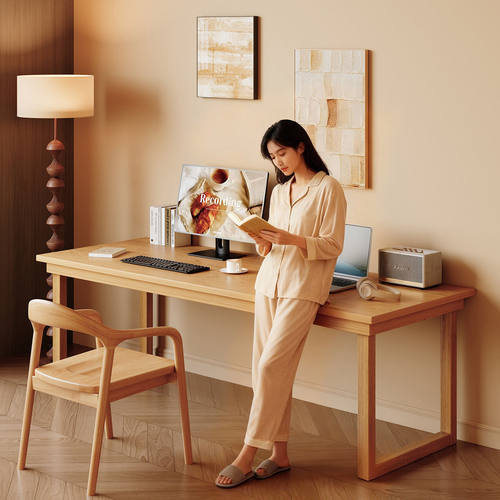 实木书桌书房家用靠墙大长书桌成人办公学习长条桌子工作台大板桌