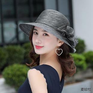 度假沙滩帽女防晒太阳帽女帽子夏季女士凉帽可折叠遮阳盆帽渔夫帽