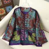 新中式 提花民族风上衣女宽松圆领中国风外套 国风复古高级感数码