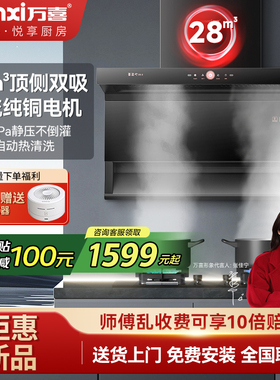 万喜-喜豆叮DS3顶侧双吸油烟机家用厨房大吸力挥手智控自动热清洗