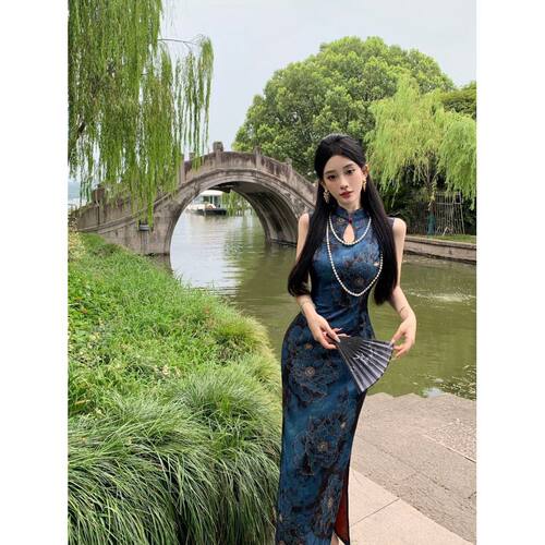 Cheongsam Qipao Chinese Dress Chipao显白新中式港工提花缎面