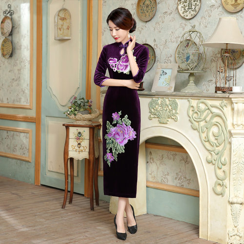长旗袍Cheongsam Qipao Chinese traditional Dress Chipao Long