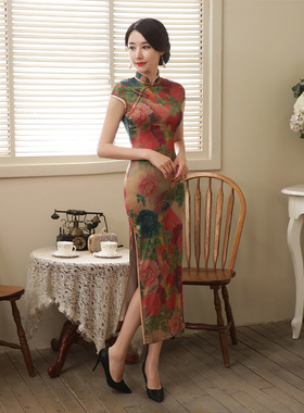 长旗袍long qipao women elegant cheongsams satin vestidos