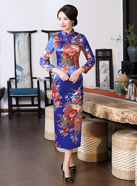 长旗袍long qipao women elegant cheongsams satin vestidos