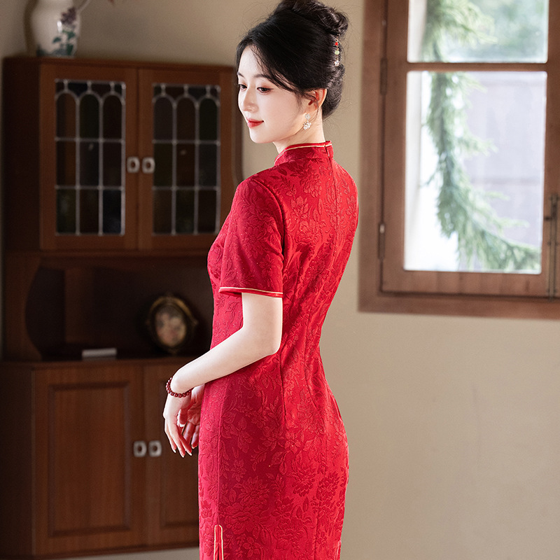 Cheongsam Chinese Traditional Dress Qipao旗袍新款女士红色
