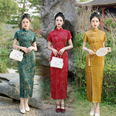 chinese dress cheongsam women qipao国风2026新款修身显瘦绸缎