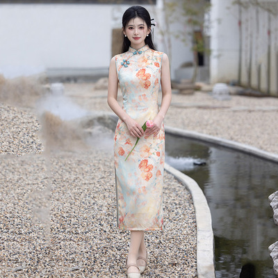 cheongsam chinese traditional qipao dress旗袍无袖年轻款国风