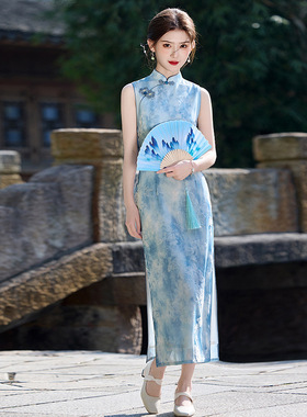 Cheongsam Chinese Traditional Dress Qipao旗袍蓝色大海的传说