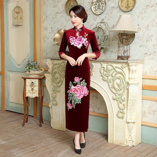 长旗袍cheongsam qipao chinese traditional dress chipao long