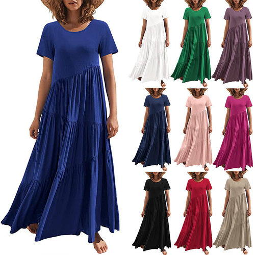 women's fashion dress sexy dresses vestidos欧美宽松长裙短袖
