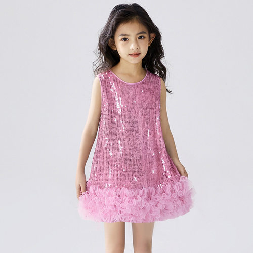 dress new dresses girl vestidos outfits热销儿童亮片连衣裙