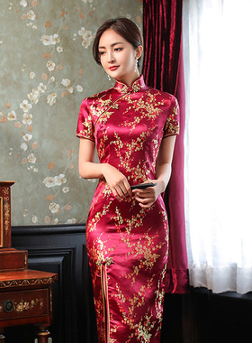 cheongsam long qipao dress chipao直供2025春季新款短袖长款
