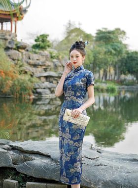 长旗袍long qipao women elegant cheongsams satin vestidos