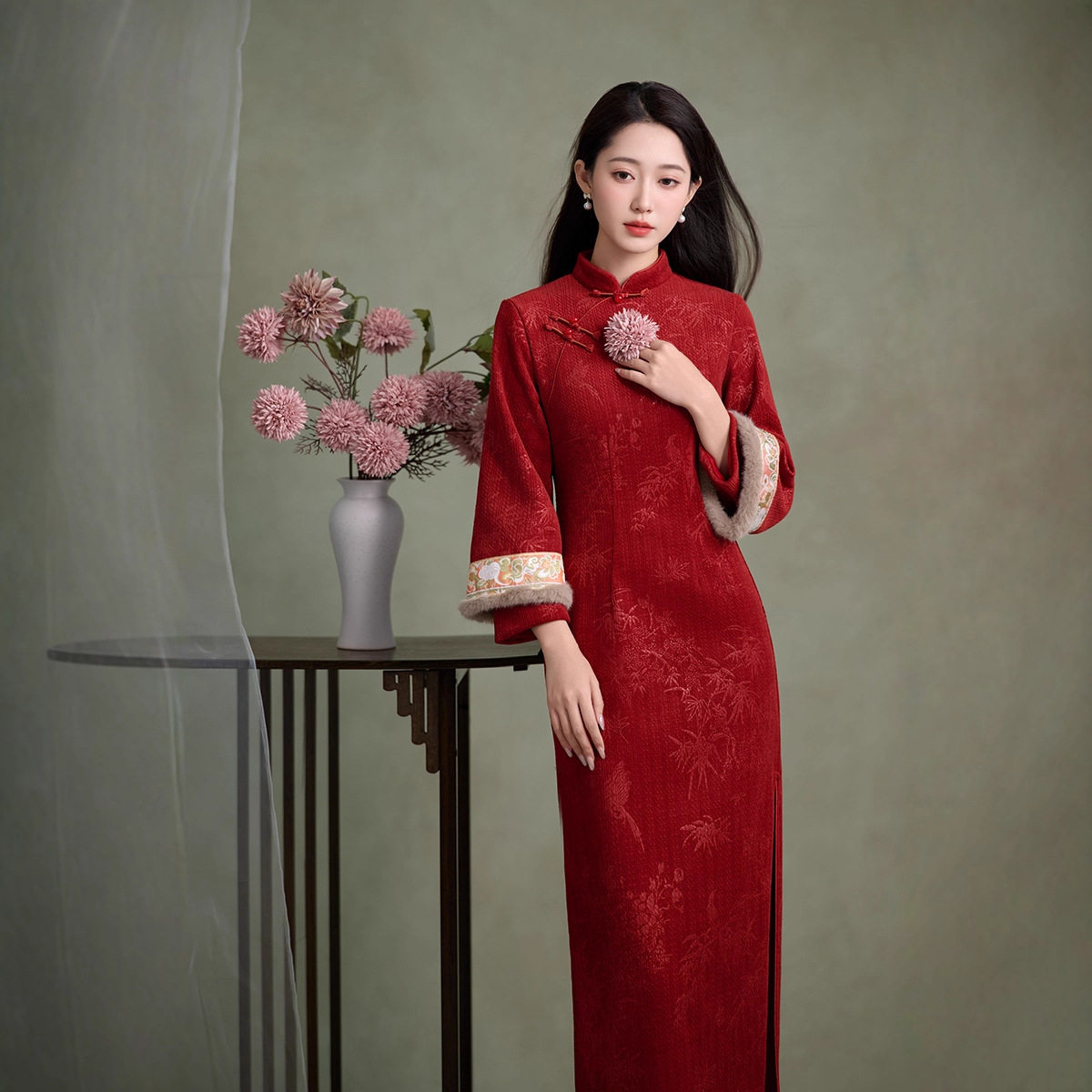 qipao cheongsam vestido chinese new year dresses旗袍红色新款