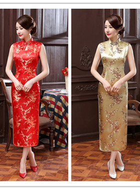chinese style dress qipao women elegant cheongsams satin