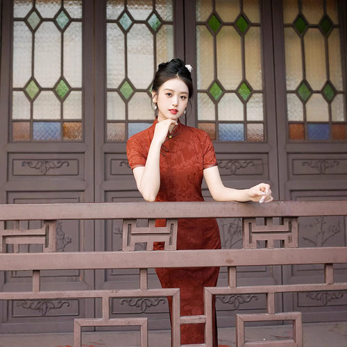 chinese style dress qipao women elegant cheongsams satin