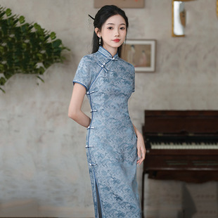Cheongsam Chinese Qipao dress旗袍祥云国风中式长款改良旗袍