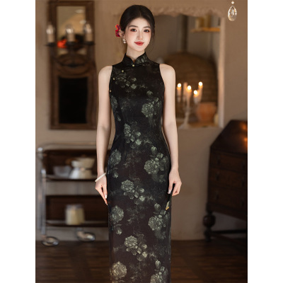 women qipao chinese dress cheongsam chipao黑色新中式2026可以