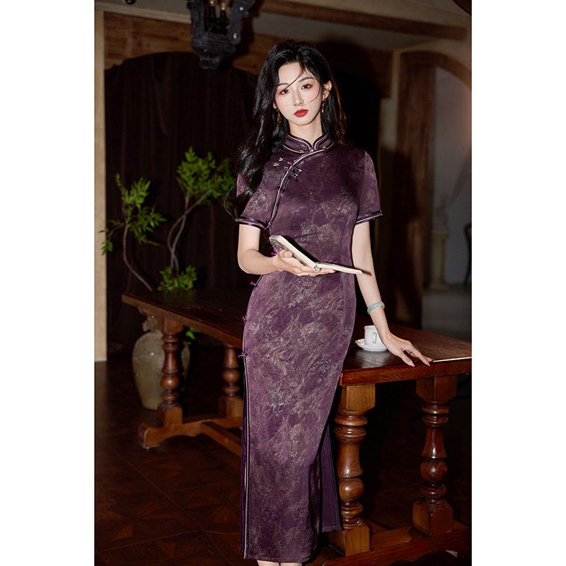 qipao cheongsam chinese dress长袖旗袍新款连衣裙新中式复古