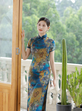 Elegant Chinese Cheongsam Dress Long Chipao 2025中国风旗袍裙