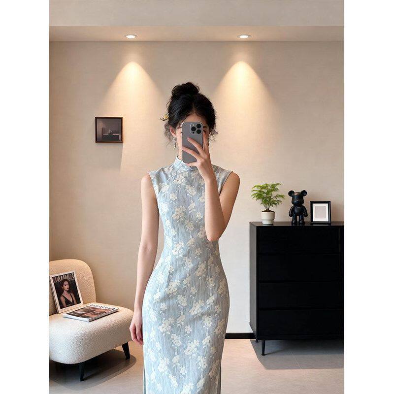 women qipao cheongsam chinese dress chipao旗袍【灼灼】淡蓝色