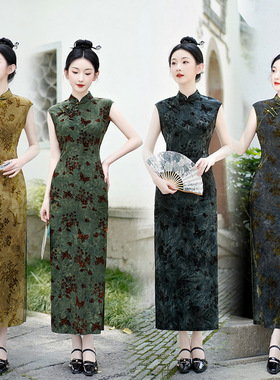 chinese style dress qipao women elegant cheongsams satin