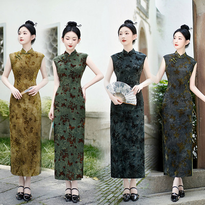 chinese style dress qipao women elegant cheongsams satin