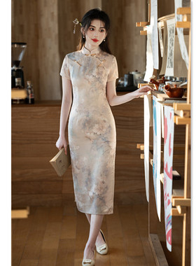 high-end cheongsam chinese traditional qipao dress旗袍素雅