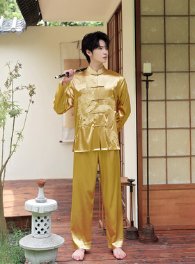 Men's Tang Suit Cosplay Kongfu Cloths 春秋新款唐装男衬衫套装
