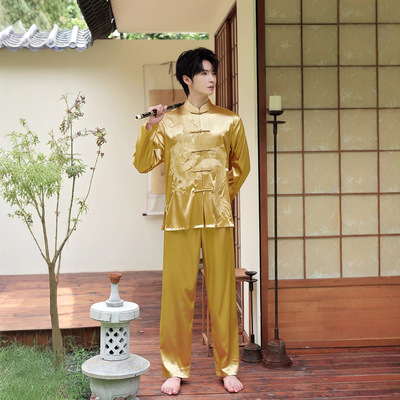 Men's Tang Suit Cosplay Kongfu Cloths 春秋新款唐装男衬衫套装